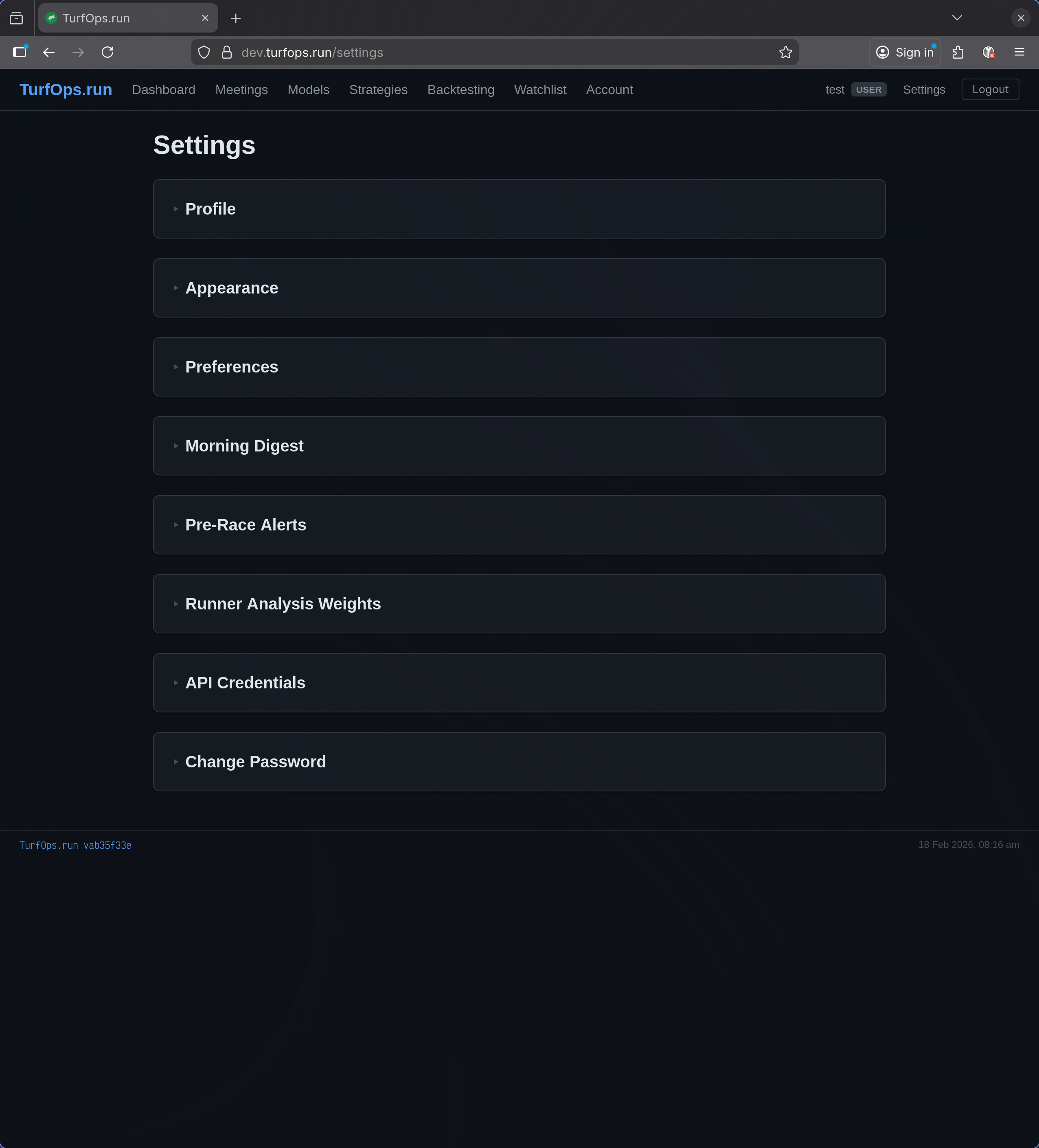 TurfOps Settings — user preferences, digest, and alert configuration